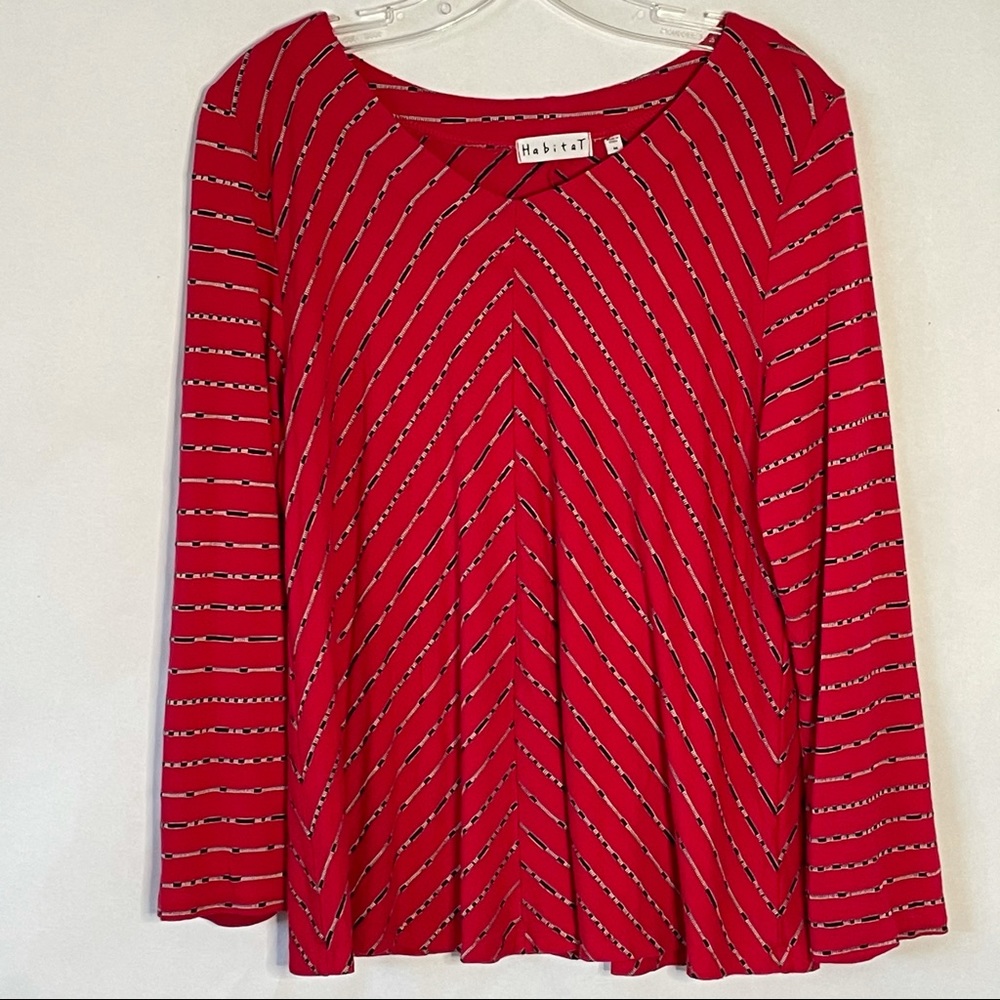 Habitat tunic blouse striped red / black size M